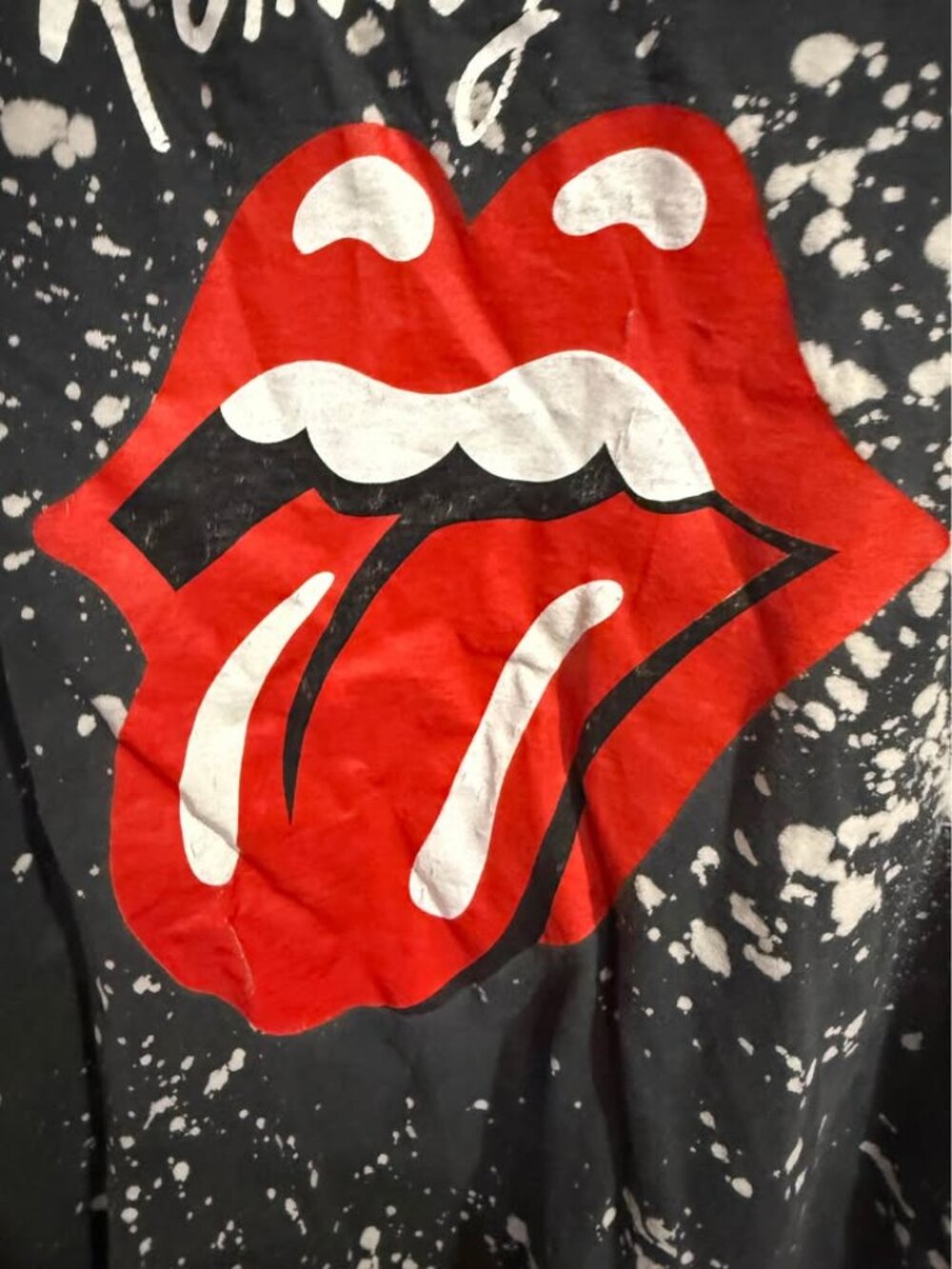 The Rolling Stones LG Bleach Splatter T-Shirt - Picture 2 of 4
